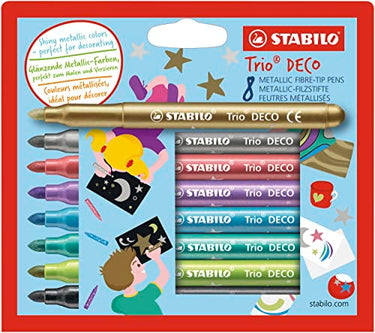 Metallic-Filzstift mit robuster -Spitze - STABILO Trio DECO - 8er Pack - mit 8 verschiedenen Farben im Sale